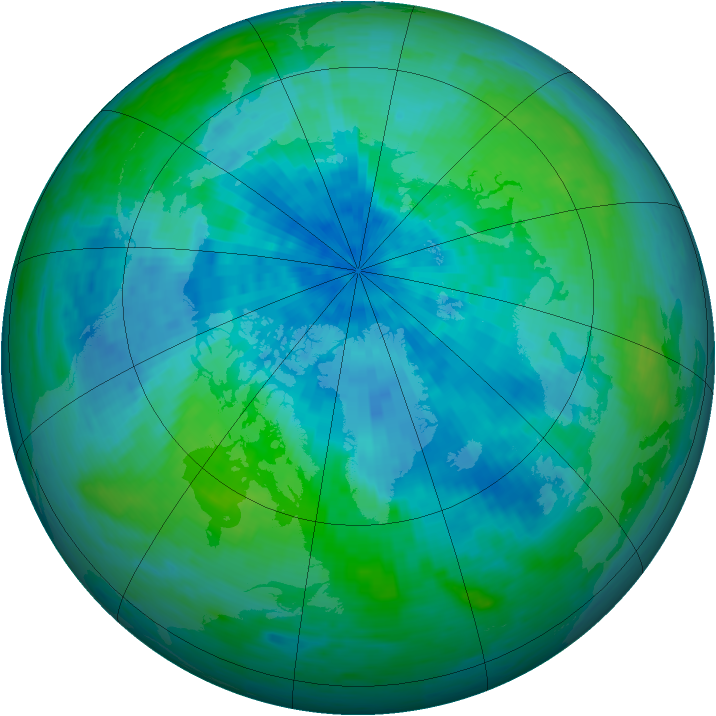 Arctic ozone map for 02 September 1993